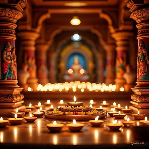 Tamil temple with Margazhi bhajans and lamps
